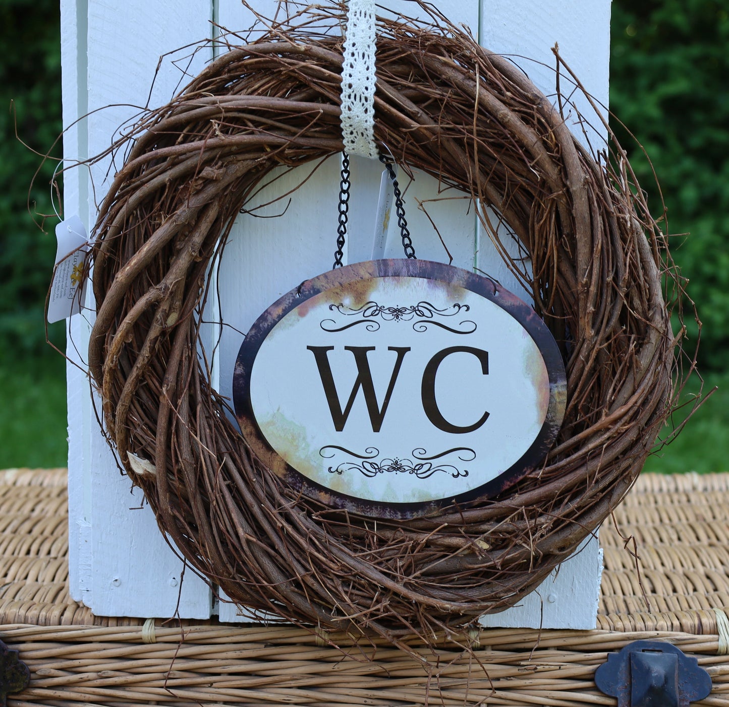 Cartello nostalgico per la porta del bagno degli ospiti