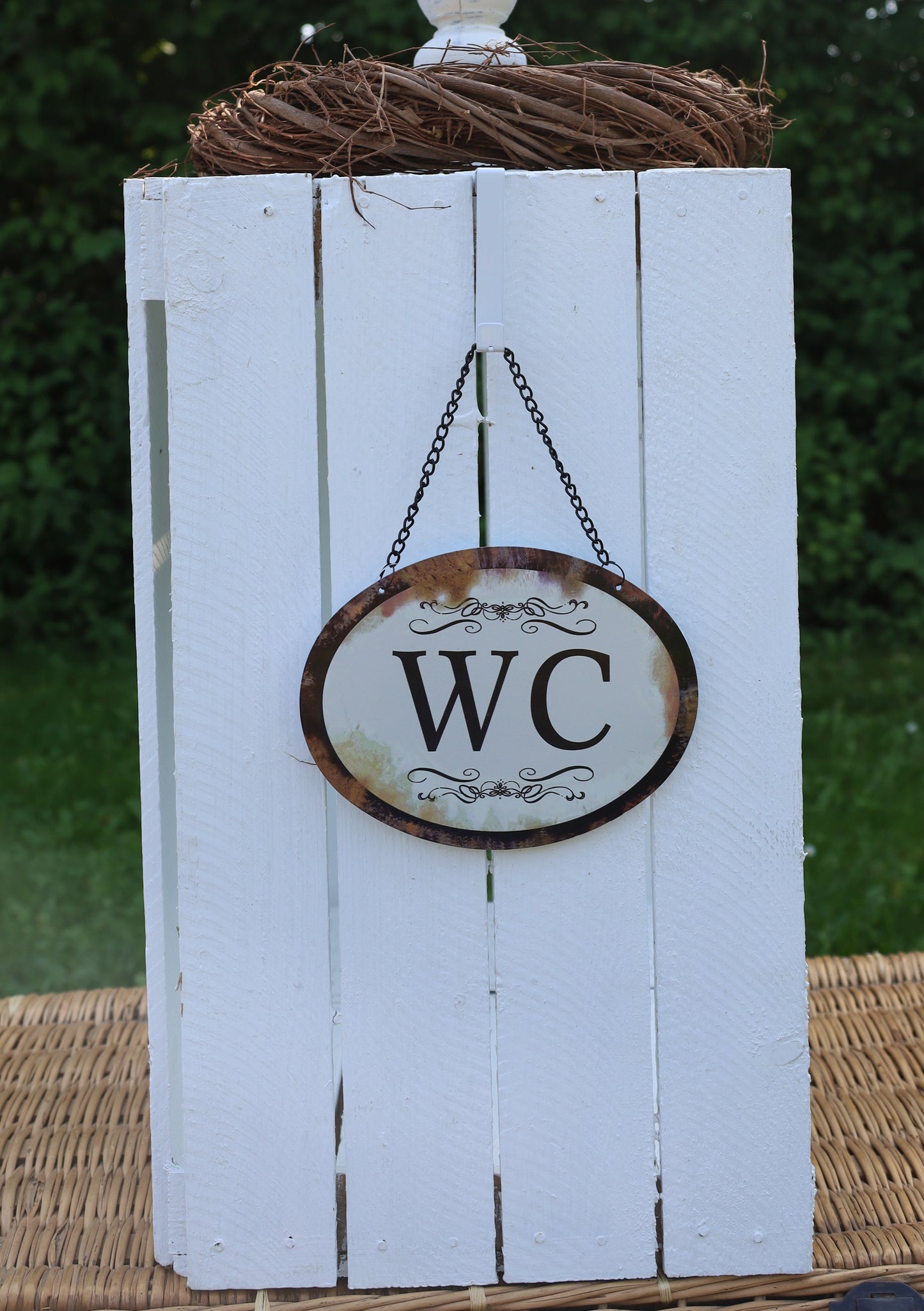 Cartello nostalgico per la porta del bagno degli ospiti