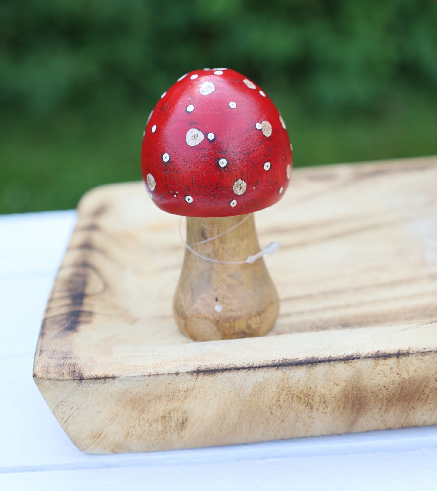 Fliegenpilz Deko aus Holz - Herbstliche Dekoration Rot-Weiß