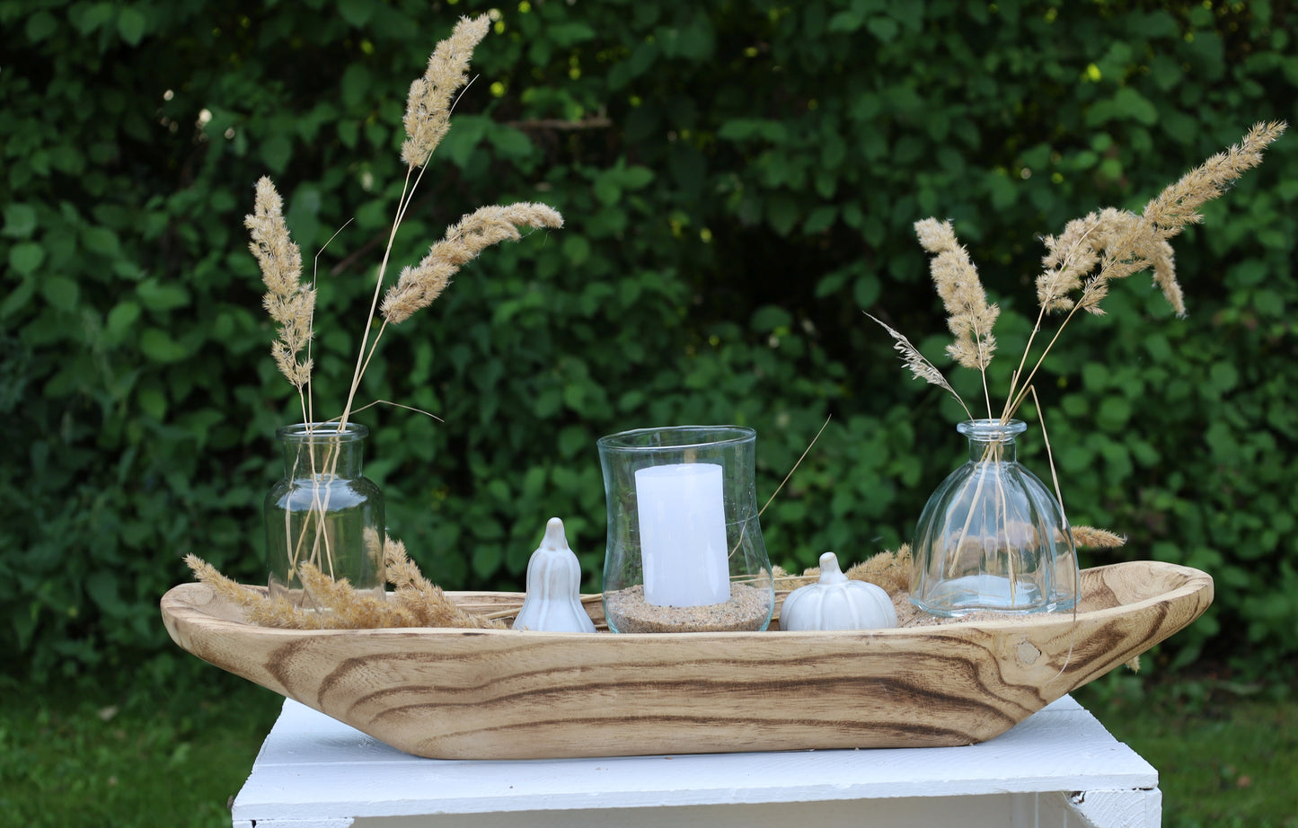 Rustikale Holzschale Oval 60cm - Landhausstil Deko & Obstschale aus Holz