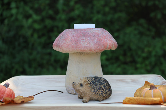 Herbstlicher Pilz Blumentopf & Kerzenhalter - Steinguss Deko Ø 15cm