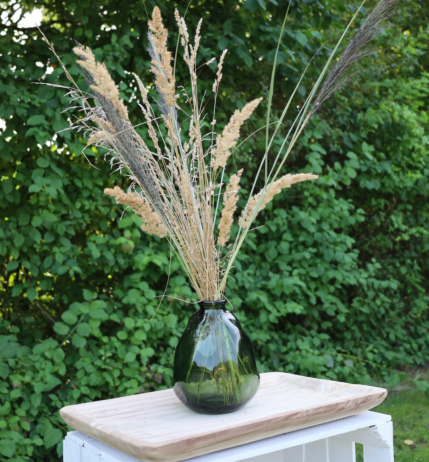 Vase Blumenvase Glas Grün organisch recycelt Landhaus Shabby, Mars&More