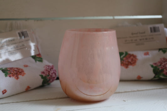 Romantisches Windlicht Rosa - Glas Teelichthalter im Landhausstil