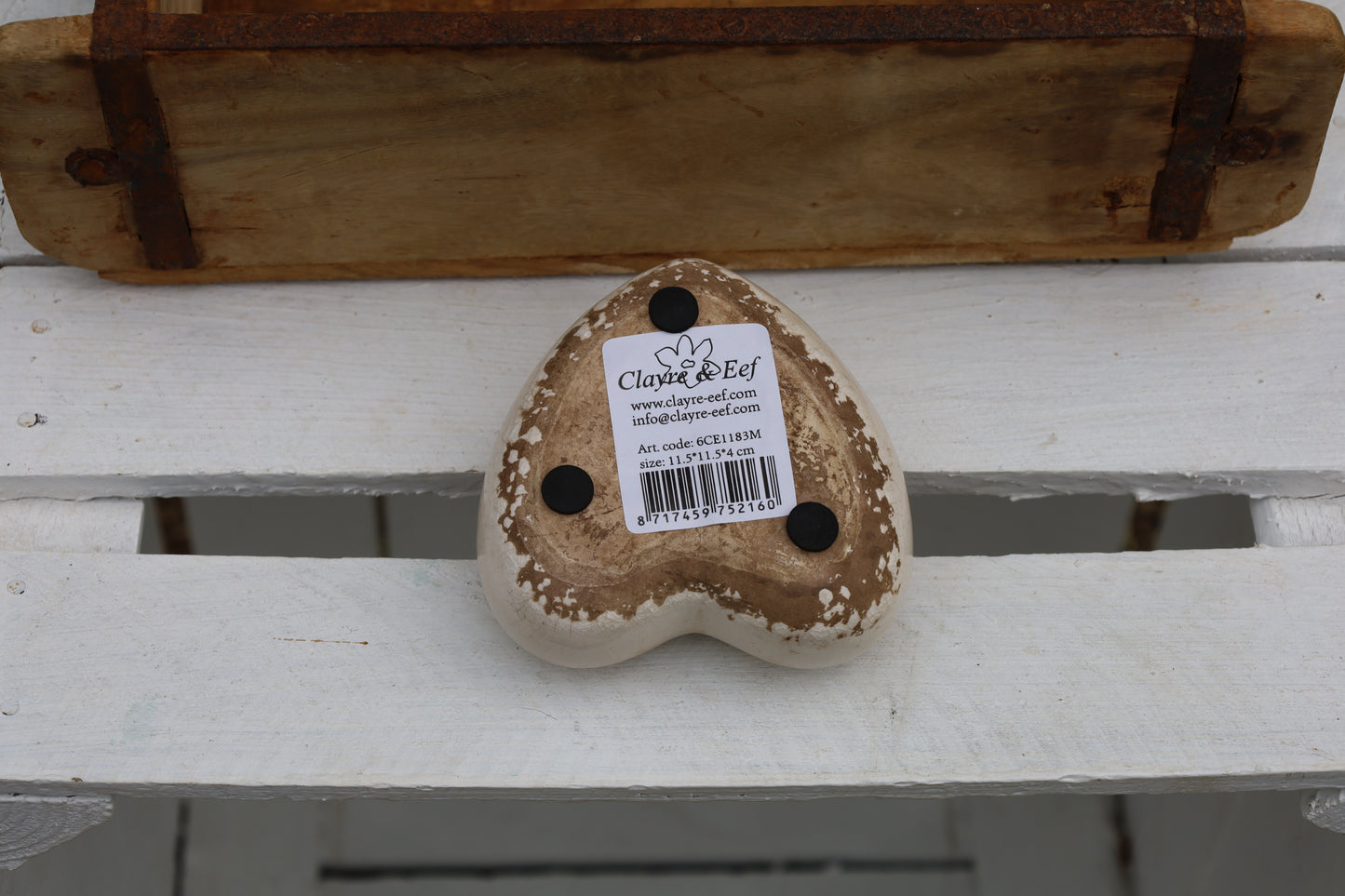 Keramik Herz Vintage Rosen Rosa - Clayre & Eef Deko Landhaus