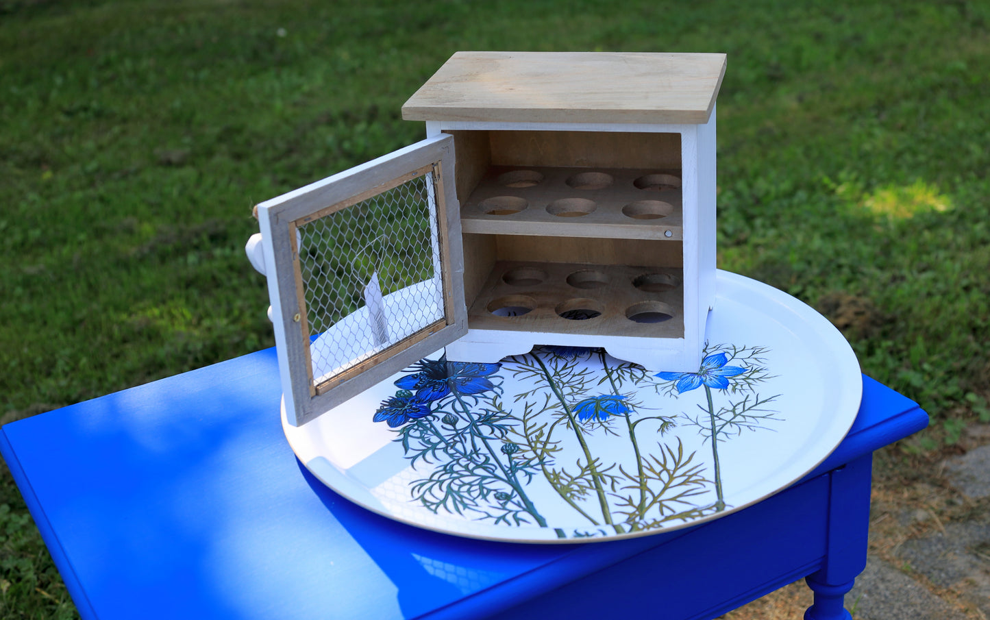 Eierschrank Weiß Holz Landhausstil – Eierhalter für 12 Eier Vintage Shabby Chic