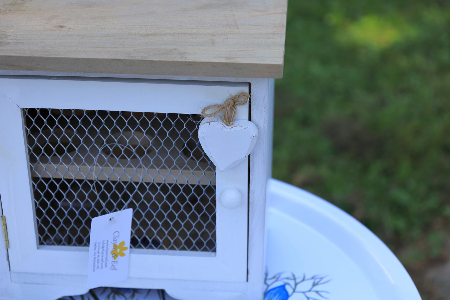 Eierschrank Weiß Holz Landhausstil – Eierhalter für 12 Eier Vintage Shabby Chic