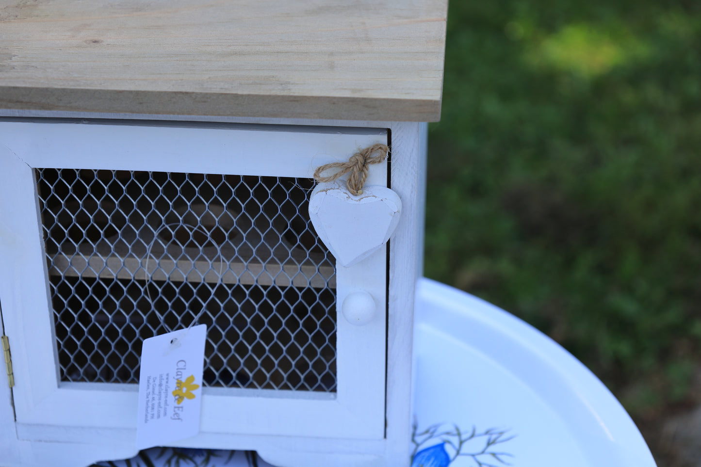 Eierschrank Weiß Holz Landhausstil – Eierhalter für 12 Eier Vintage Shabby Chic