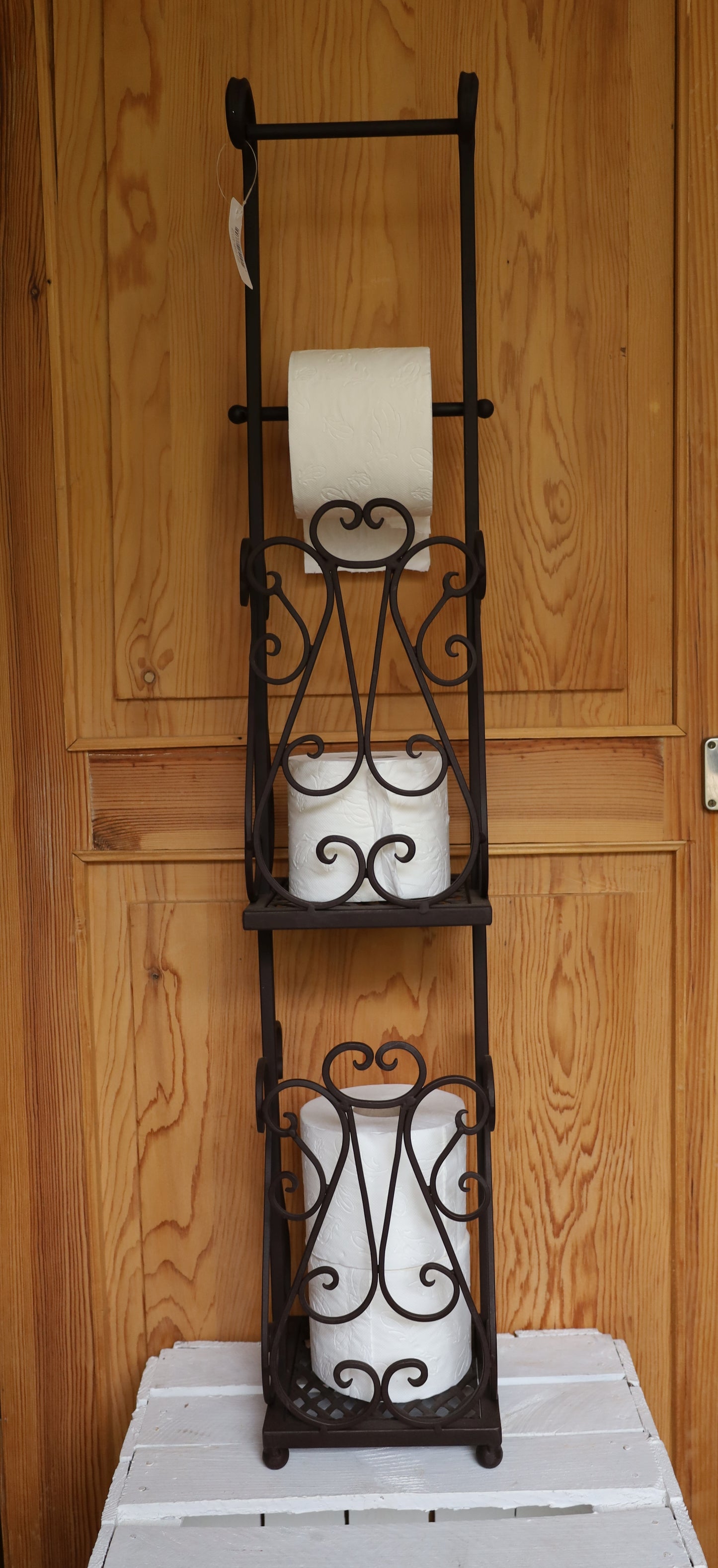 Toilet paper holder toilet roll holder WC Shabby Chic metal white brown