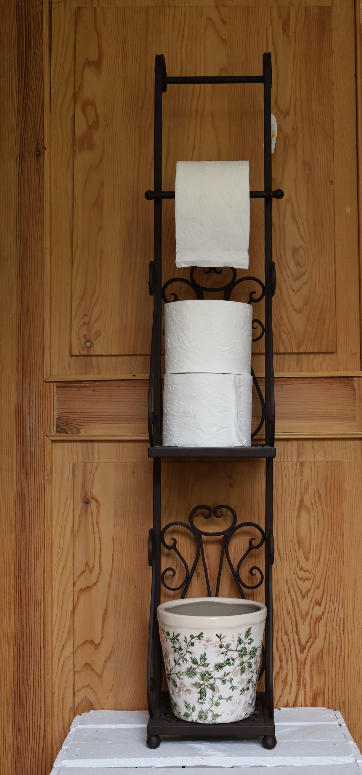 Toilet paper holder toilet roll holder WC Shabby Chic metal white brown