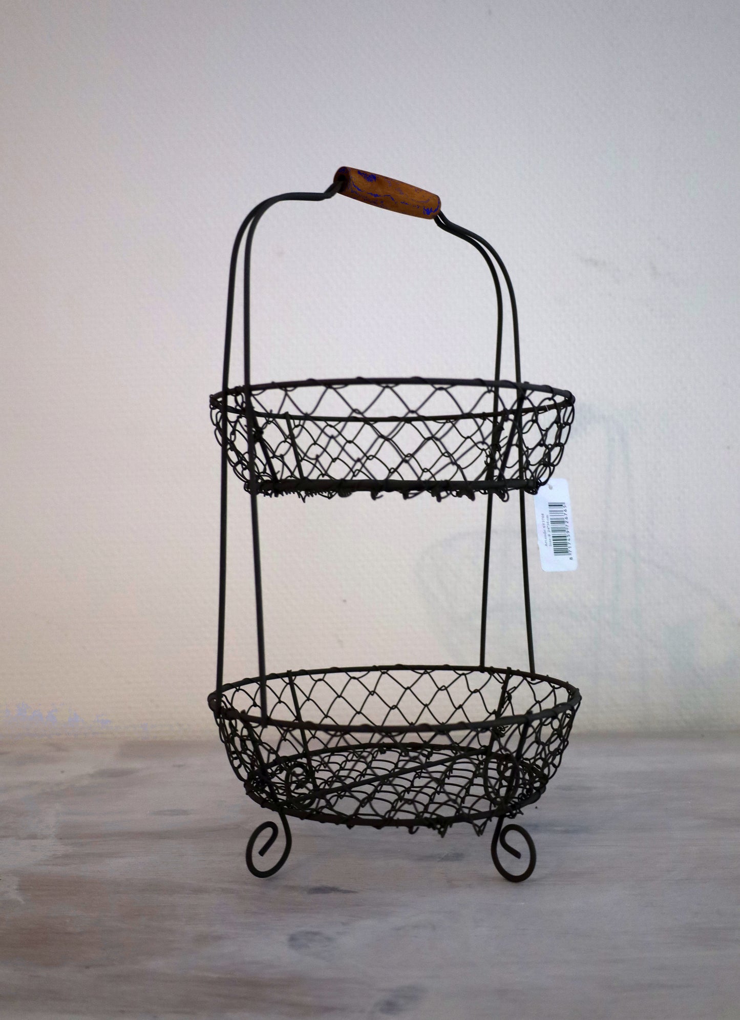 Obstkorb Etagere 2-stöckig Schwarz - Drahtkorb für Obst & Gemüse Landhaus