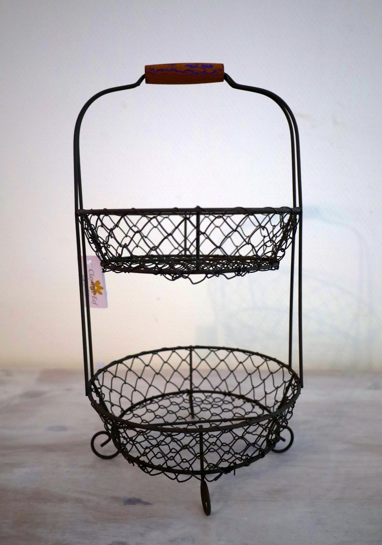 Obstkorb Etagere 2-stöckig Schwarz - Drahtkorb für Obst & Gemüse Landhaus