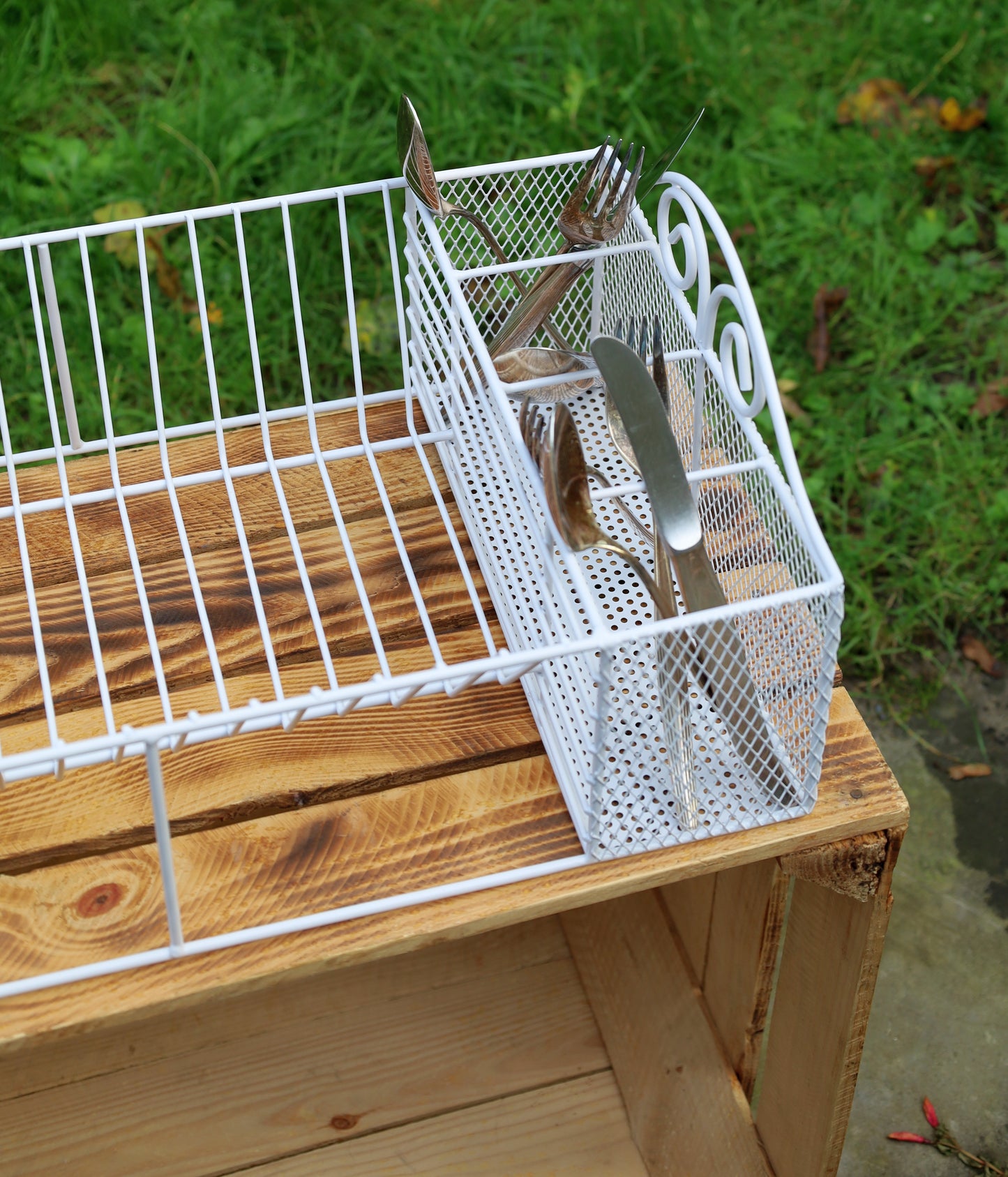 Abtropfgestell Weiß Eisen - Abtropfgitter Landhausstil 39x27x18 cm