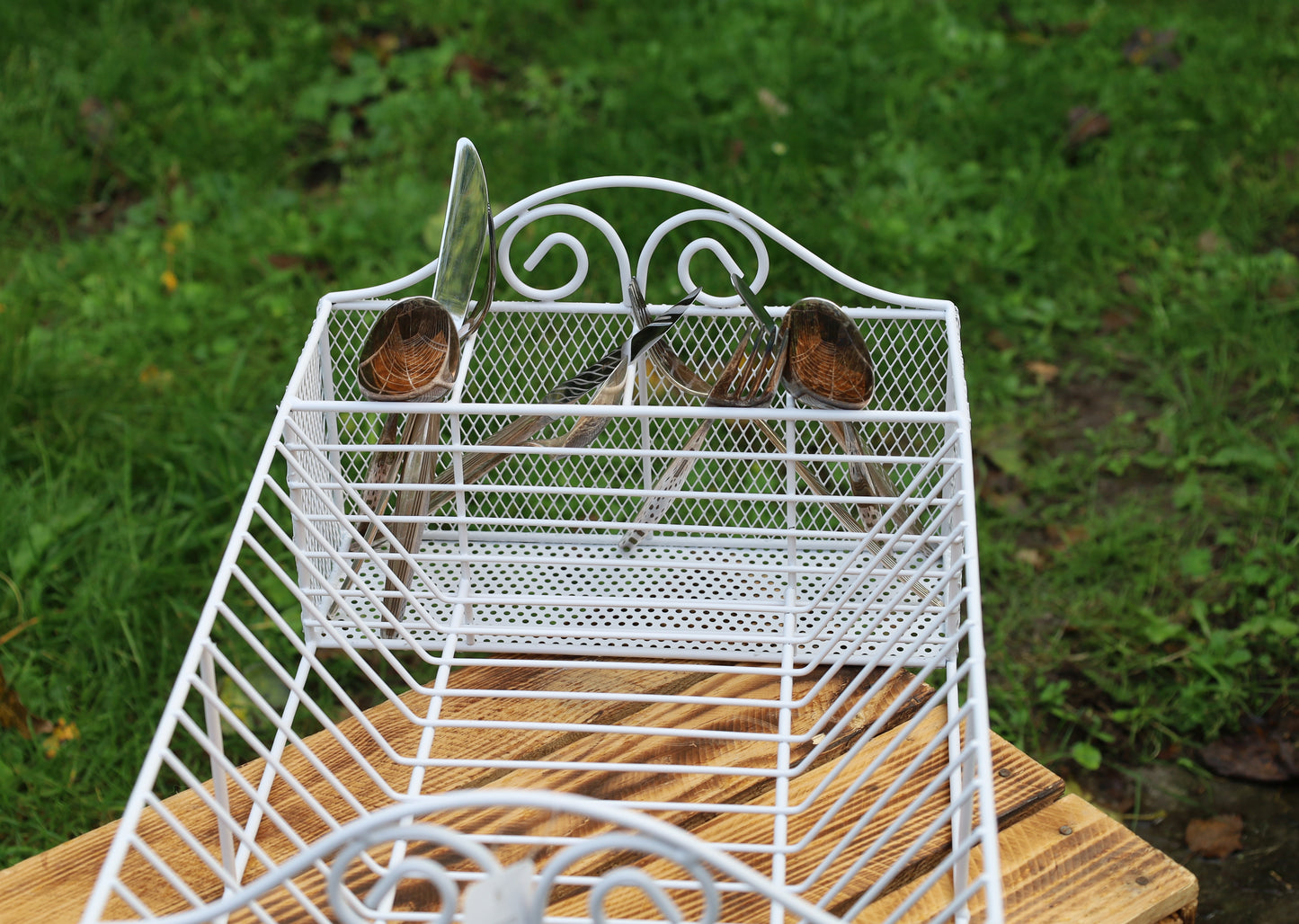 Abtropfgestell Weiß Eisen - Abtropfgitter Landhausstil 39x27x18 cm