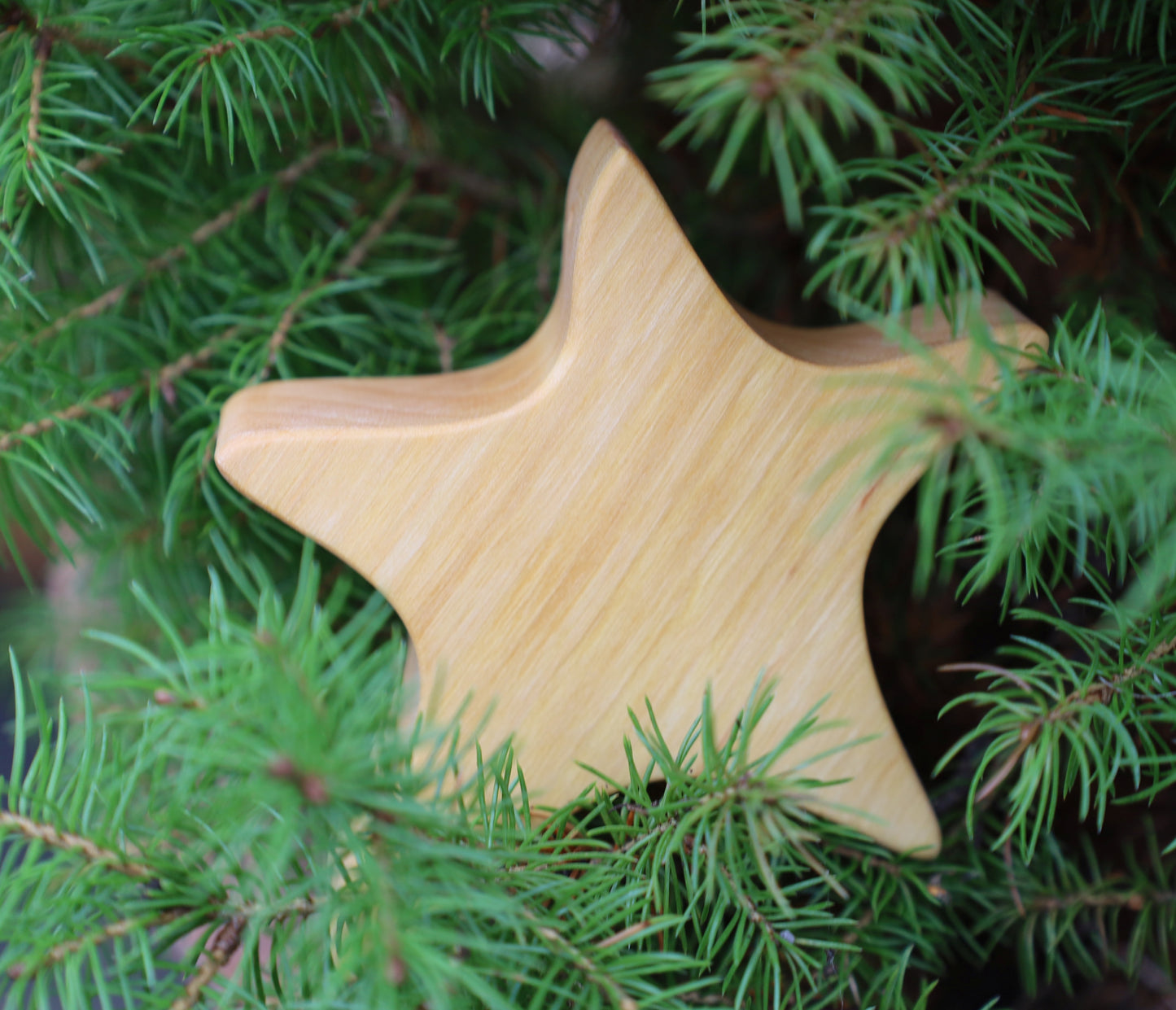 Asymmetrischer Holzstern aus Erle - Weihnachtsdeko Tannenbaumanhänger