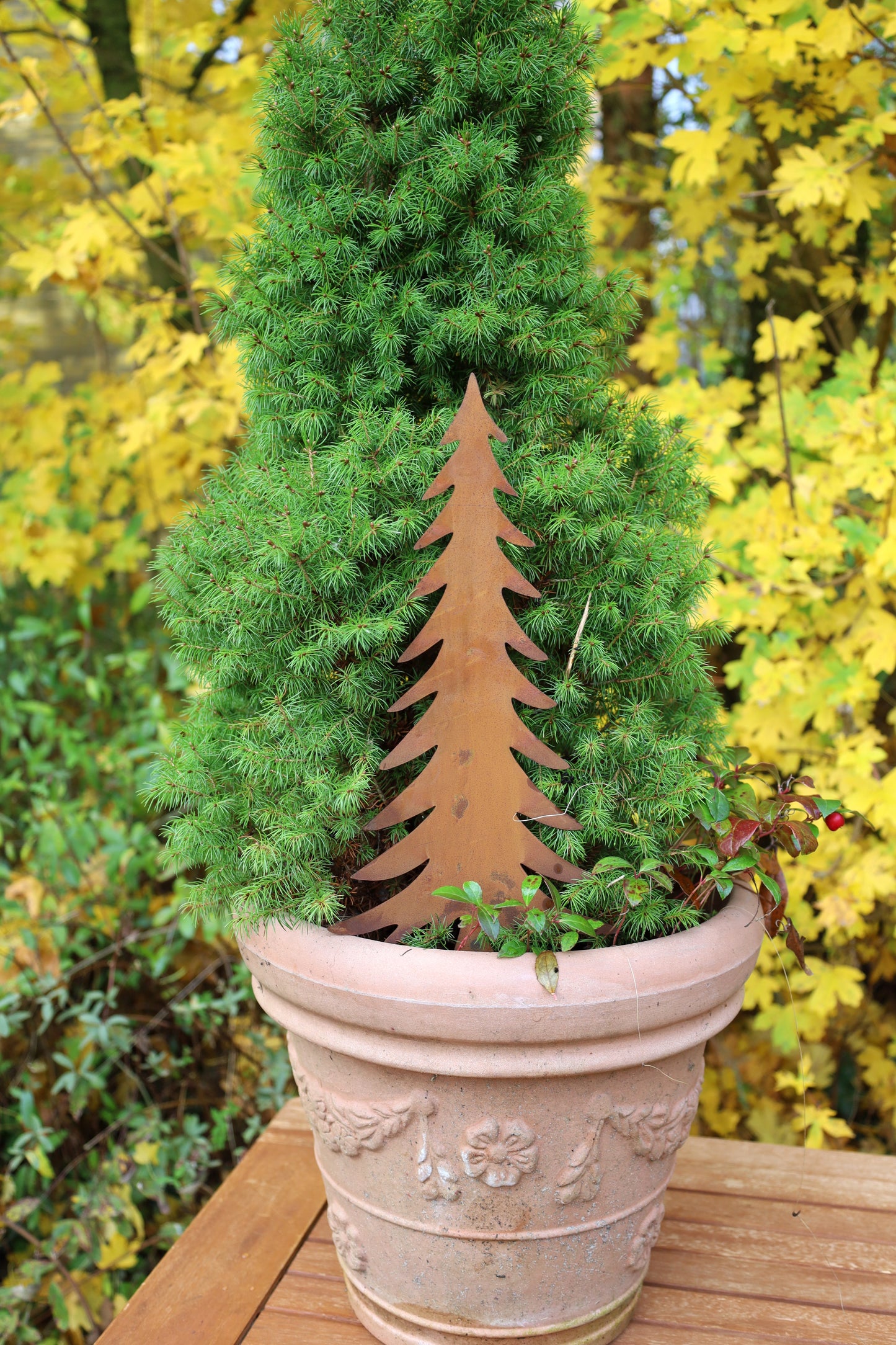 Edelrost Tannenbaum - Winterdekoration für Garten & Balkon