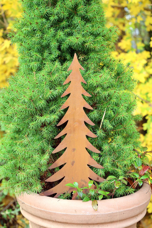 Edelrost Tannenbaum - Winterdekoration für Garten & Balkon