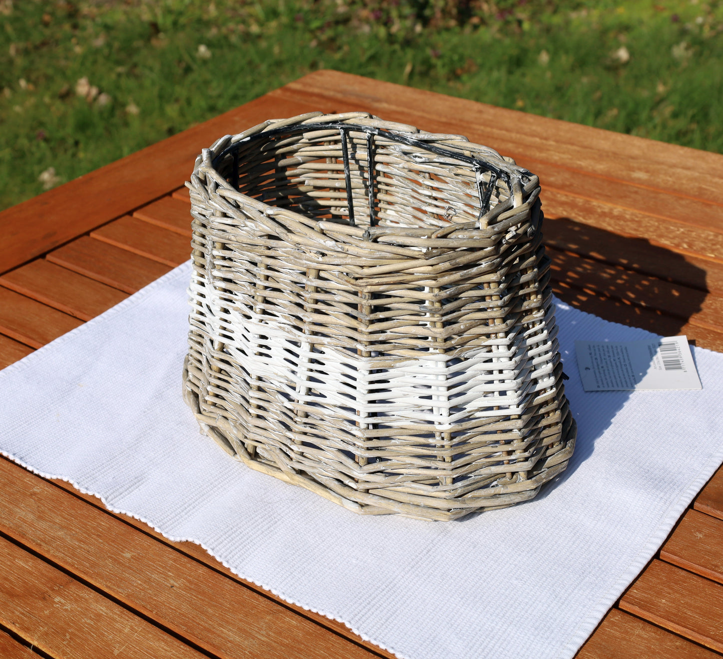 Lampenschirm Rattan Braun Weiß - Landhausstil & Maritim - Verschiedene Größen