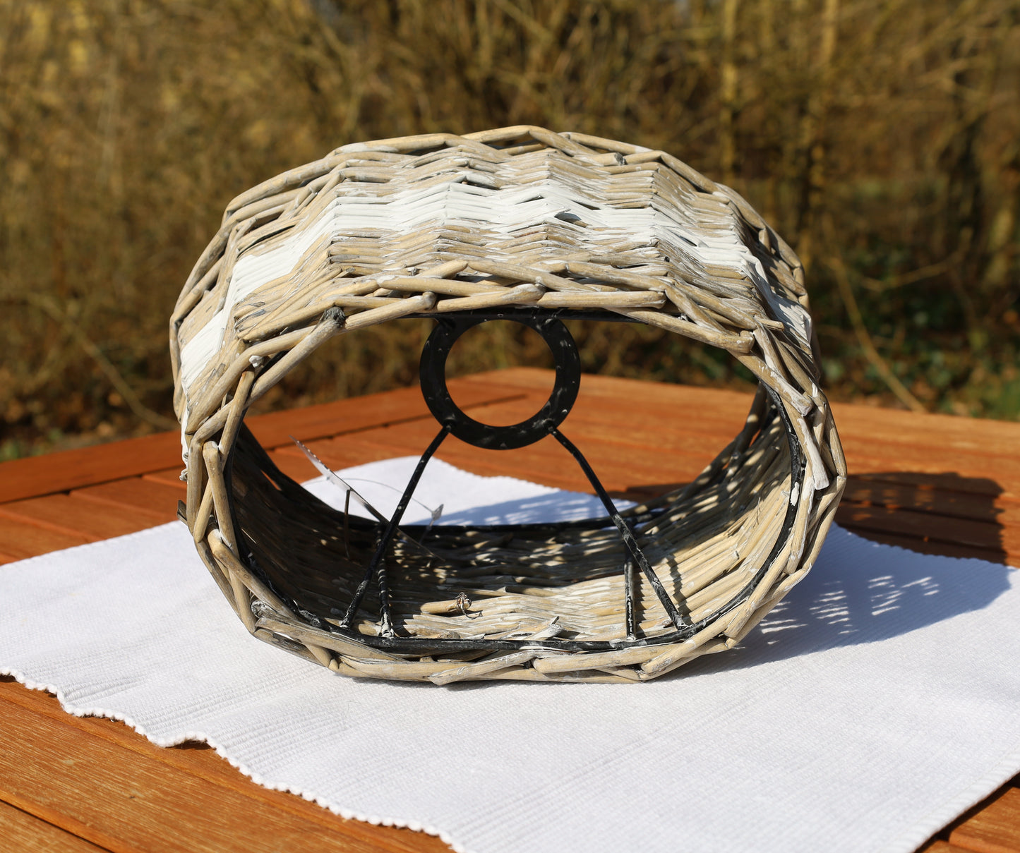 Lampenschirm Rattan Braun Weiß - Landhausstil & Maritim - Verschiedene Größen