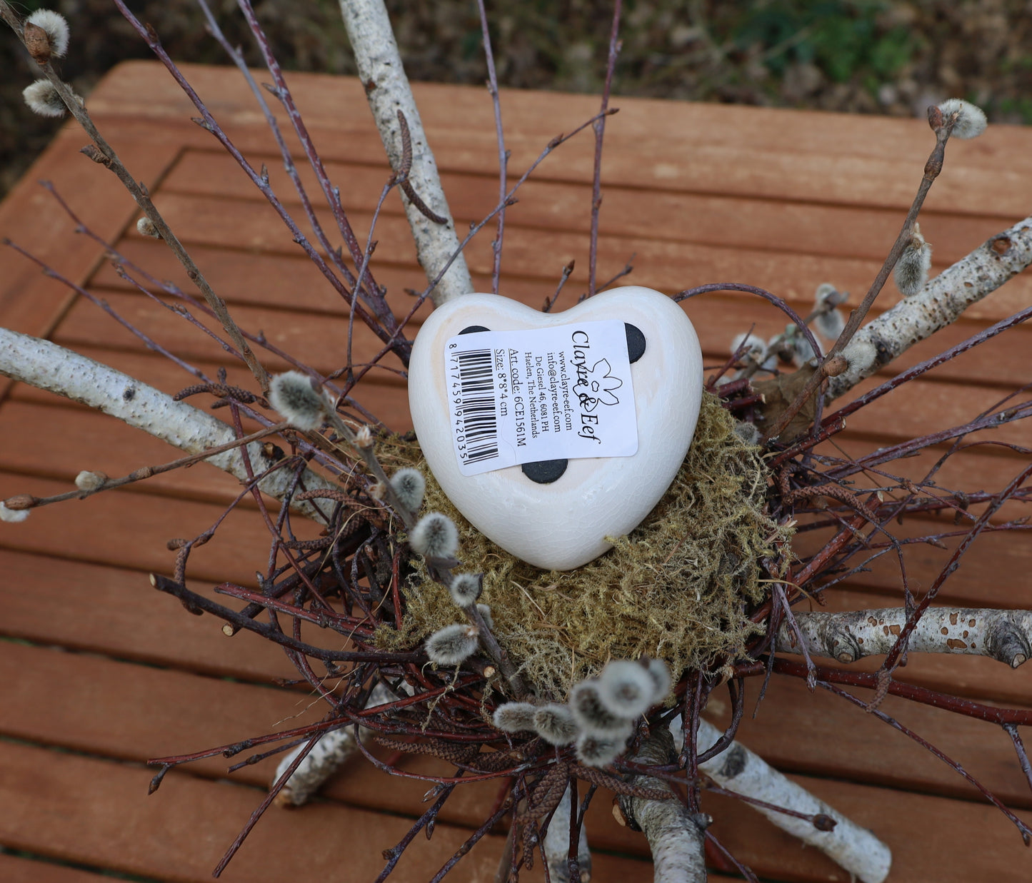 Keramik Herz mit Pfingstrosen - Vintage Deko Rosa Shabby Chic