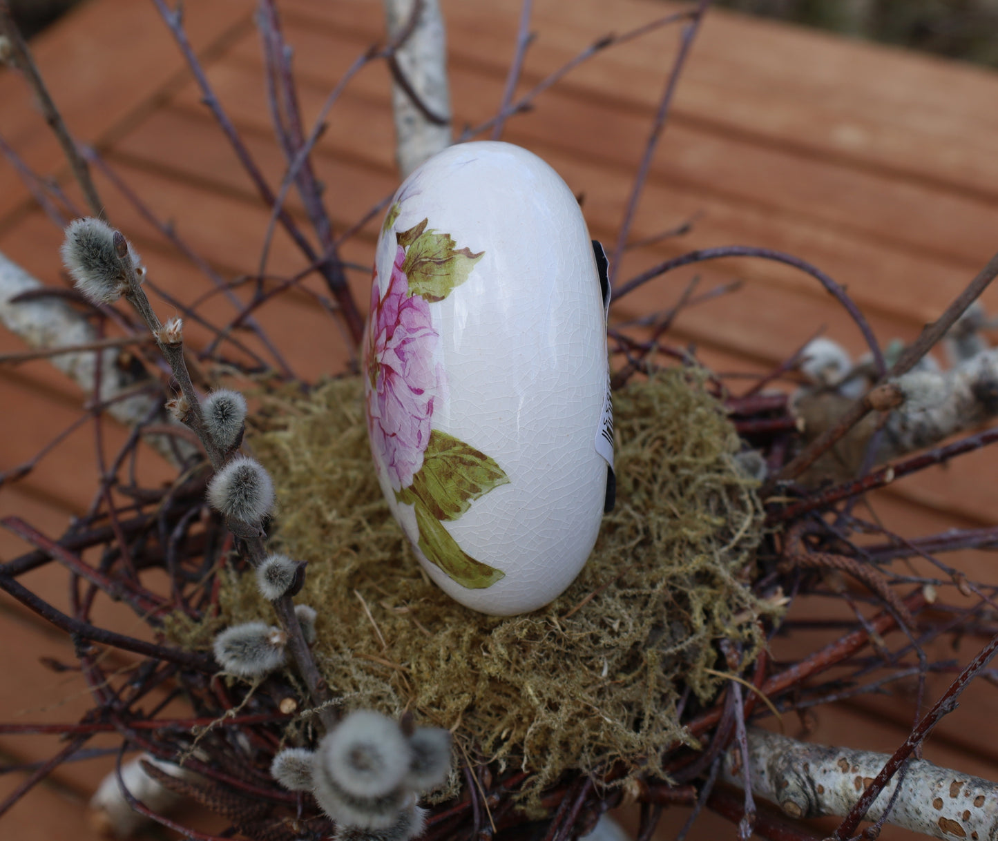 Keramik Herz mit Pfingstrosen - Vintage Deko Rosa Shabby Chic