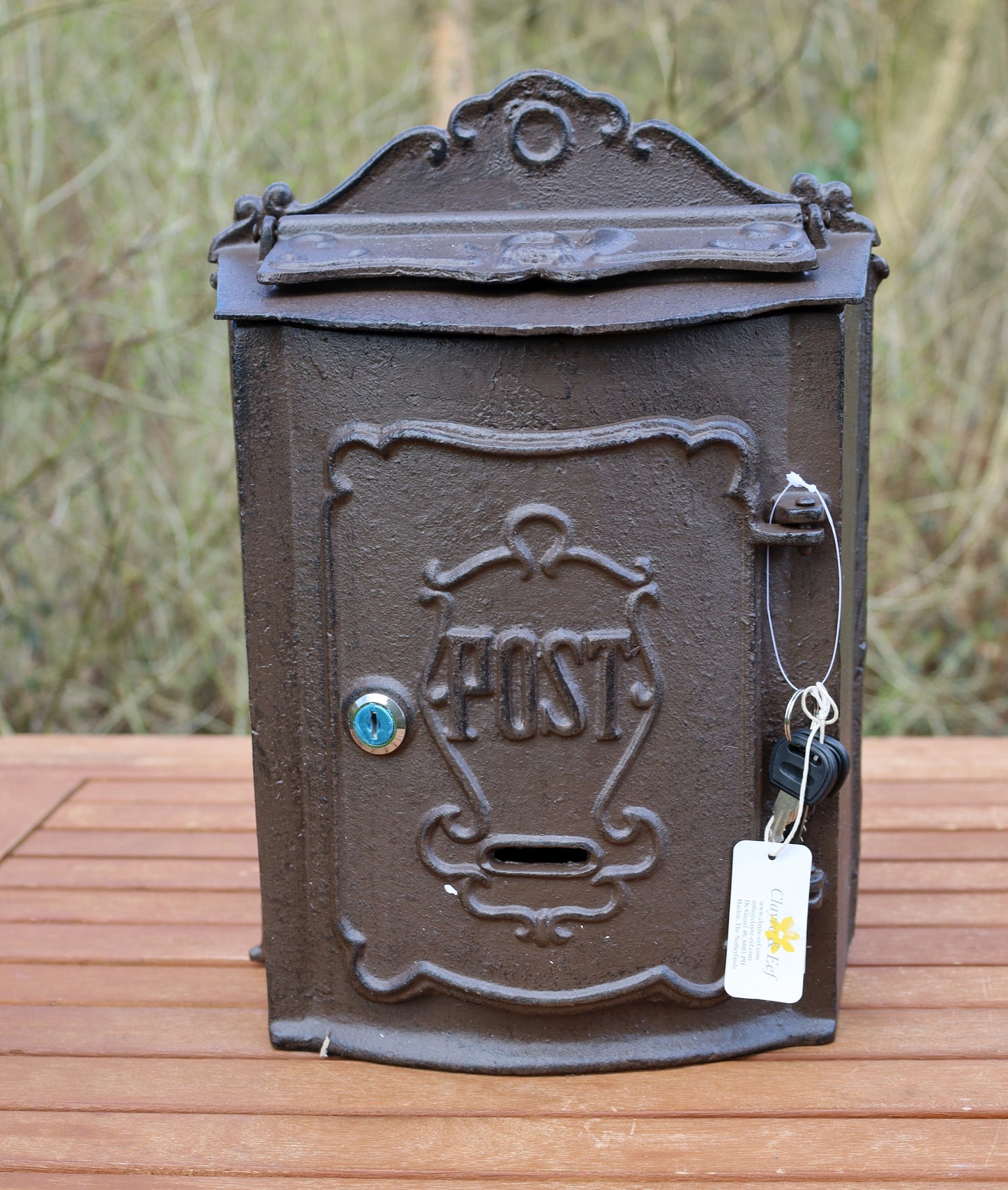 Vintage Briefkasten aus Gusseisen - Antik Braun Postkasten im Landhausstil