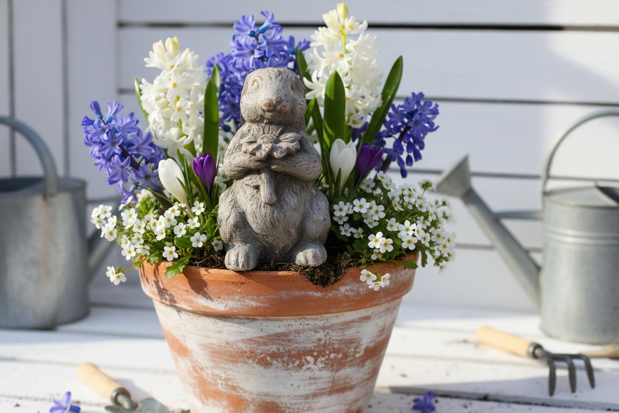 Oster Hase Steinguss Grau 15cm - Gartendeko Frühling Häschen Landhaus {{ Shabby Chic und Landhaus Deko }} {{ www.Stein-Alt.de The cosy Cottage }}