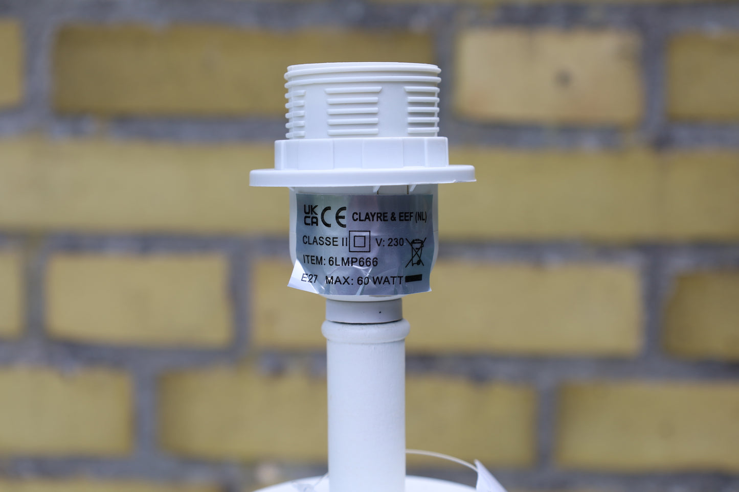 Lampenfuß Holz Weiß Shabby Chic - E27 Fassung ohne Schirm