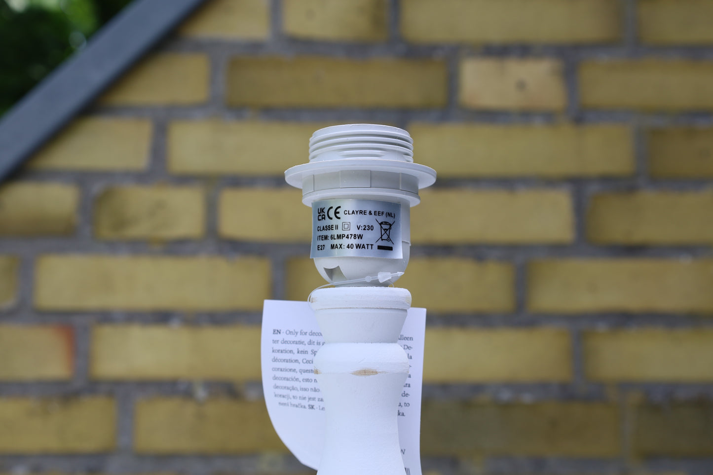 Lampenfuß Holz Weiß Shabby Chic - E27 Fassung ohne Schirm