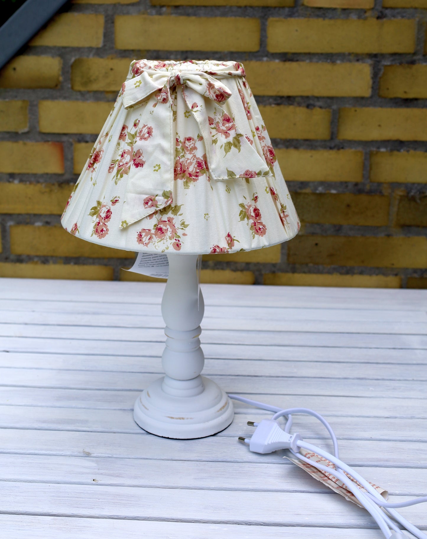 Lampenfuß Holz Weiß Shabby Chic - E27 Fassung ohne Schirm