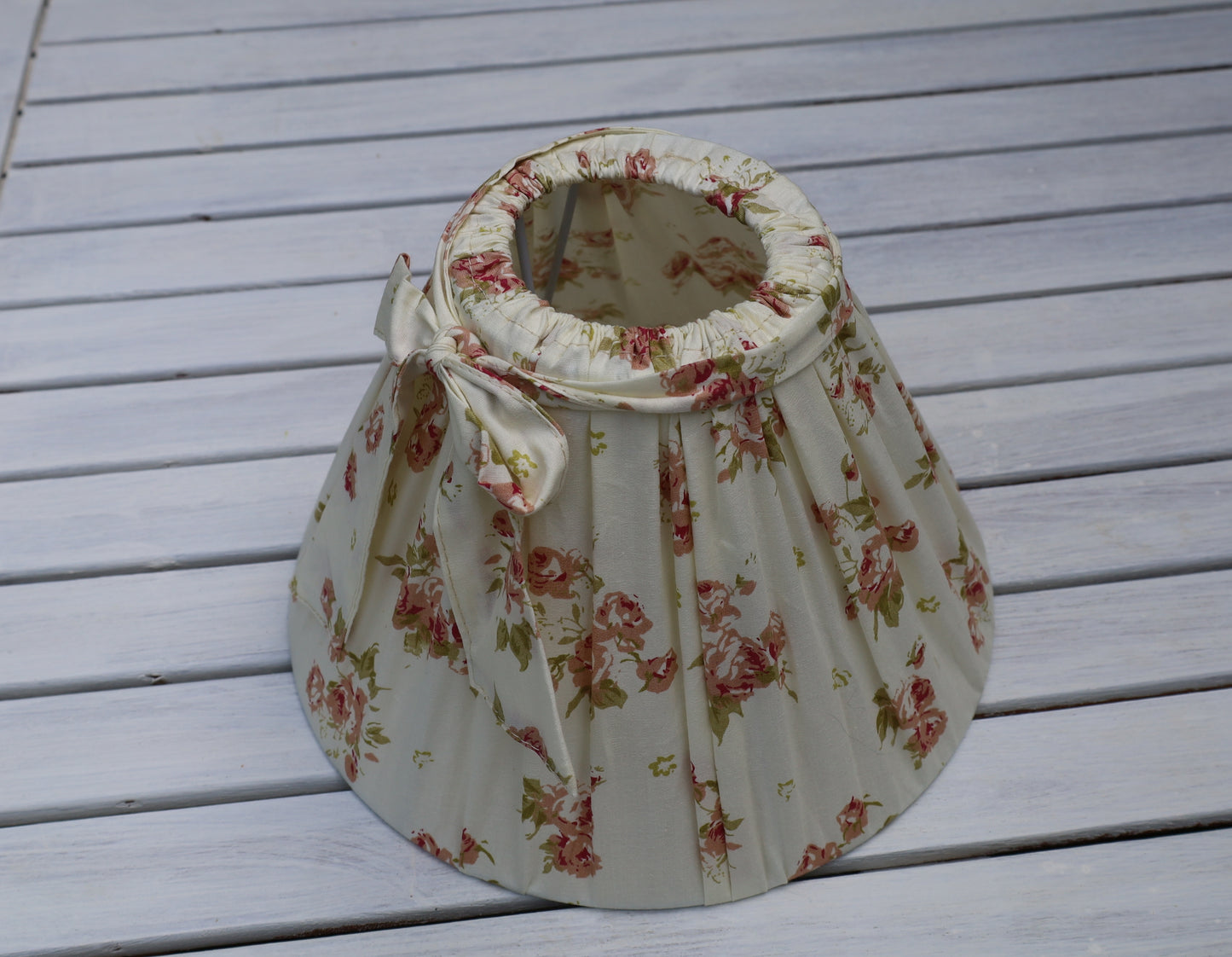 Lampenschirm E27 Baumwolle Rosen Creme - Landhausstil Romantisch 22,5cm