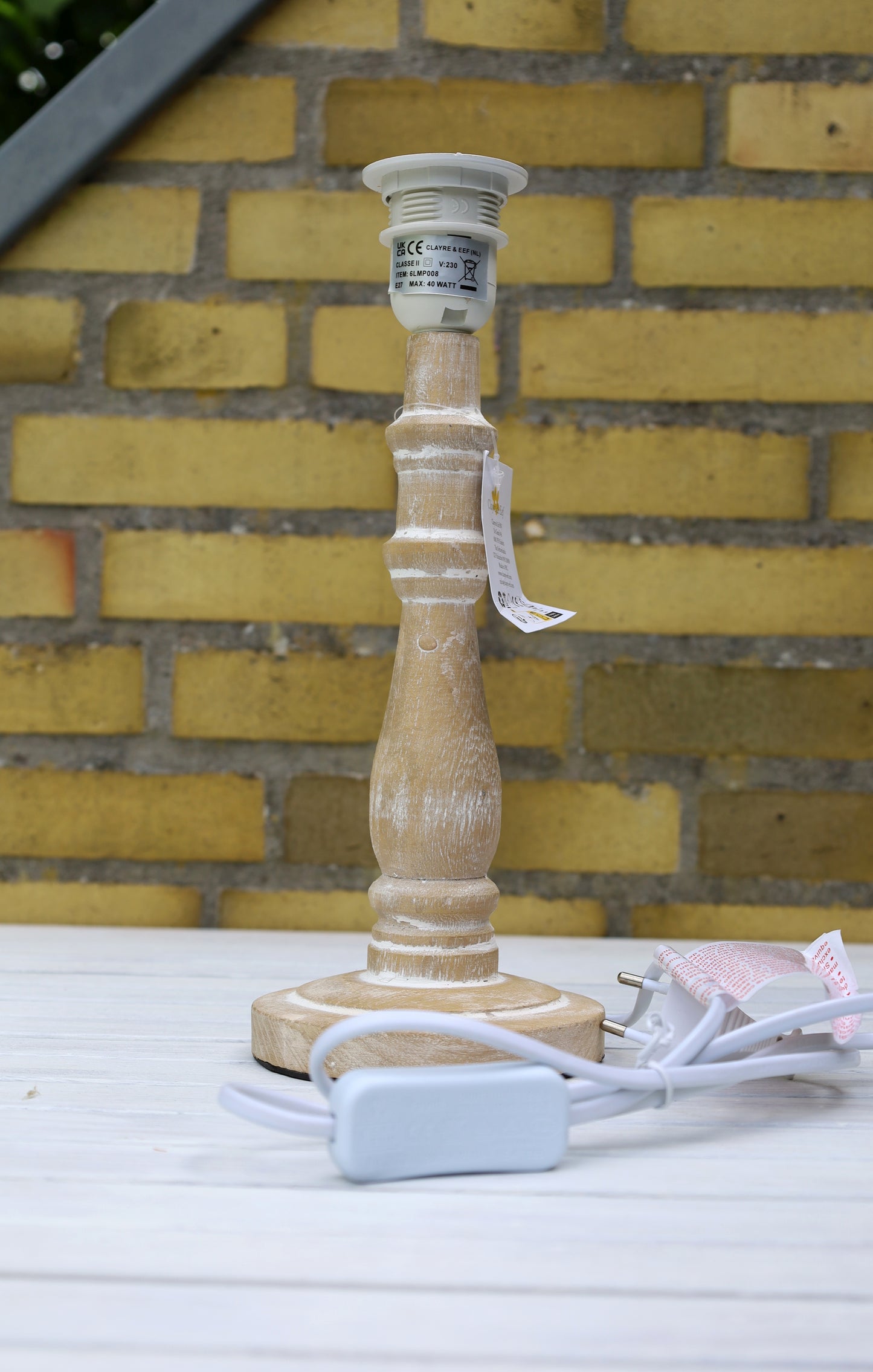 Lampenfuß Holz Braun E27 - Lampensockel ohne Schirm Landhausstil