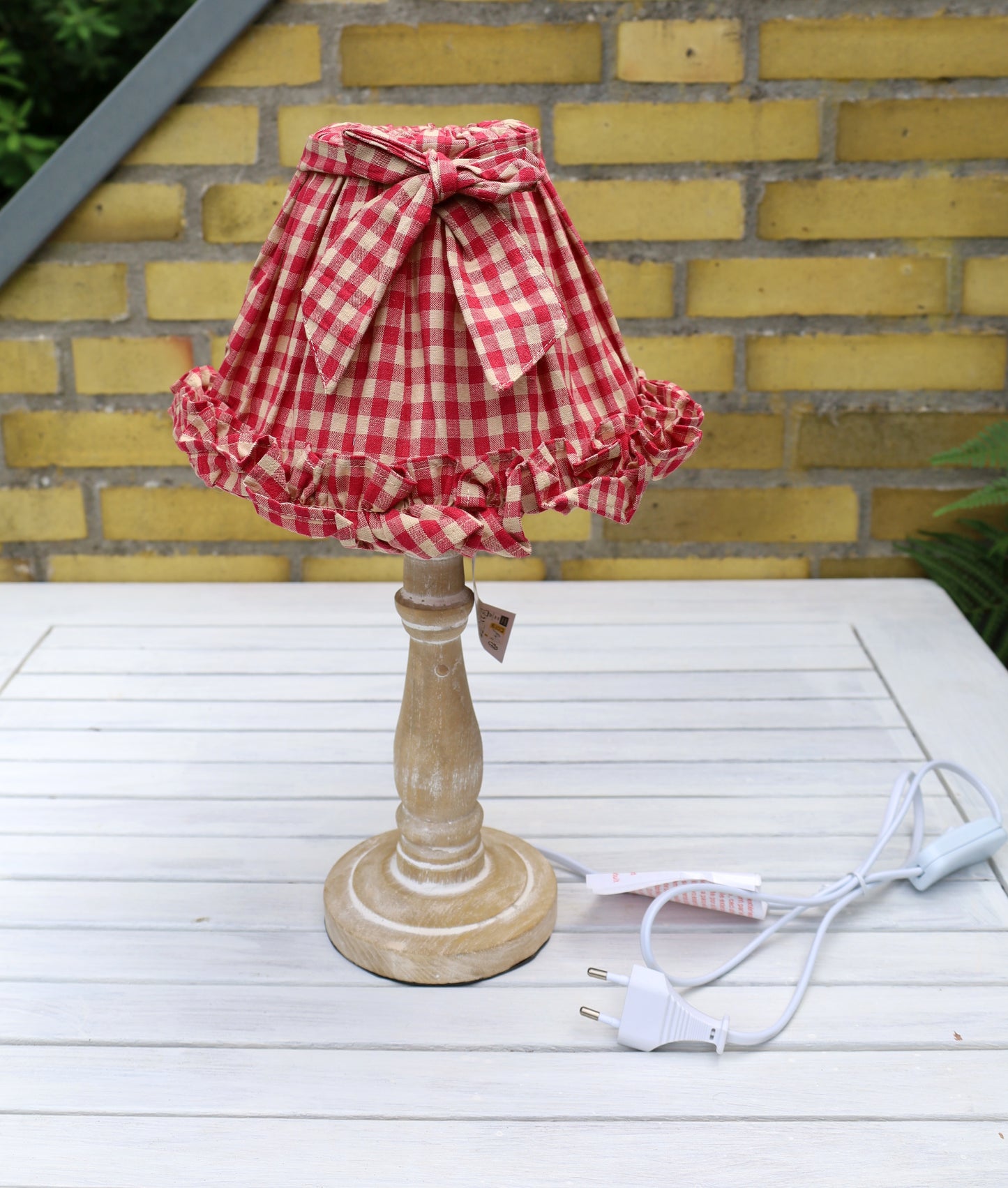 Lampenschirm Baumwolle Kariert Rot-Beige E27 - Landhausstil