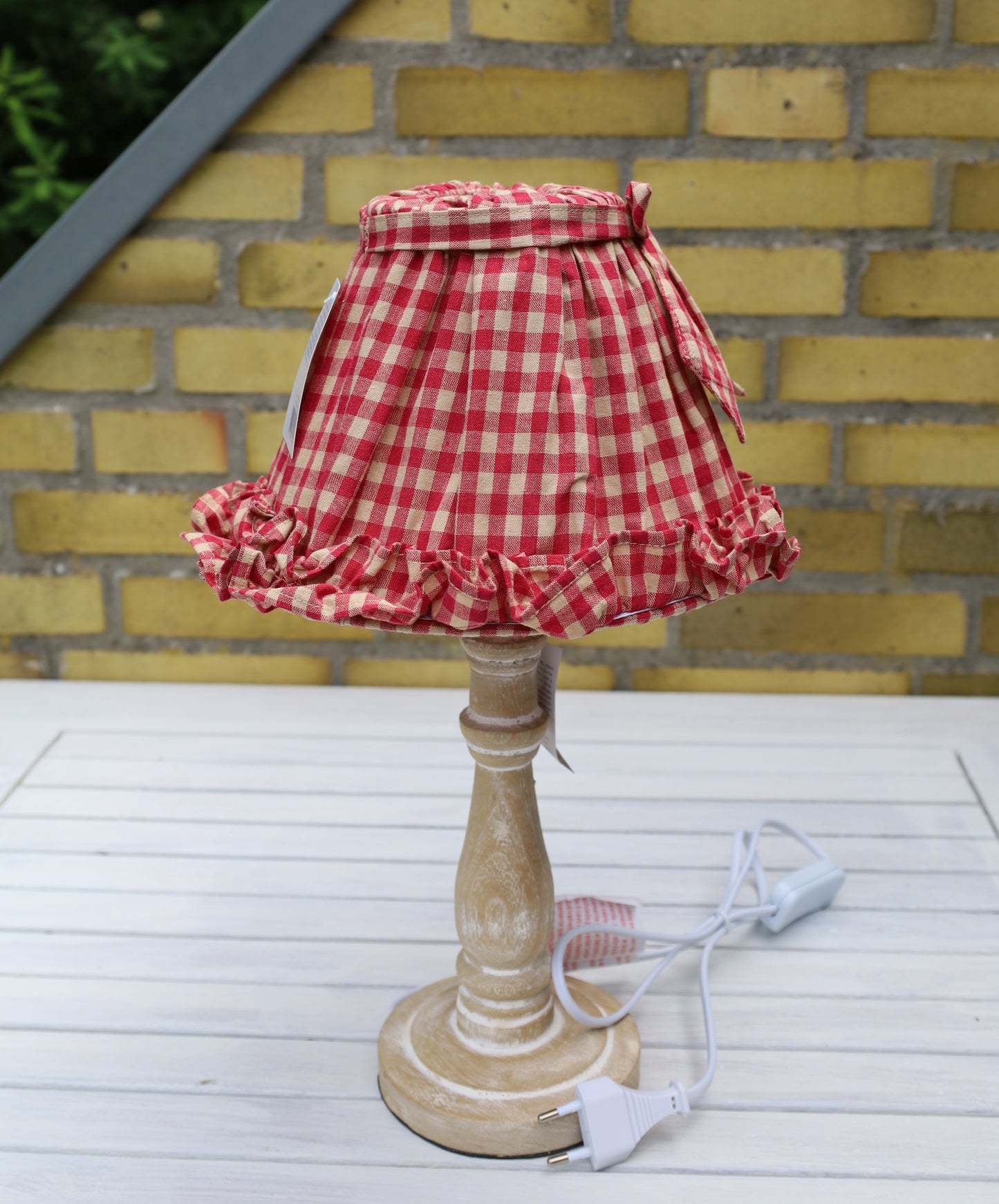 Lampenschirm Baumwolle Kariert Rot-Beige E27 - Landhausstil