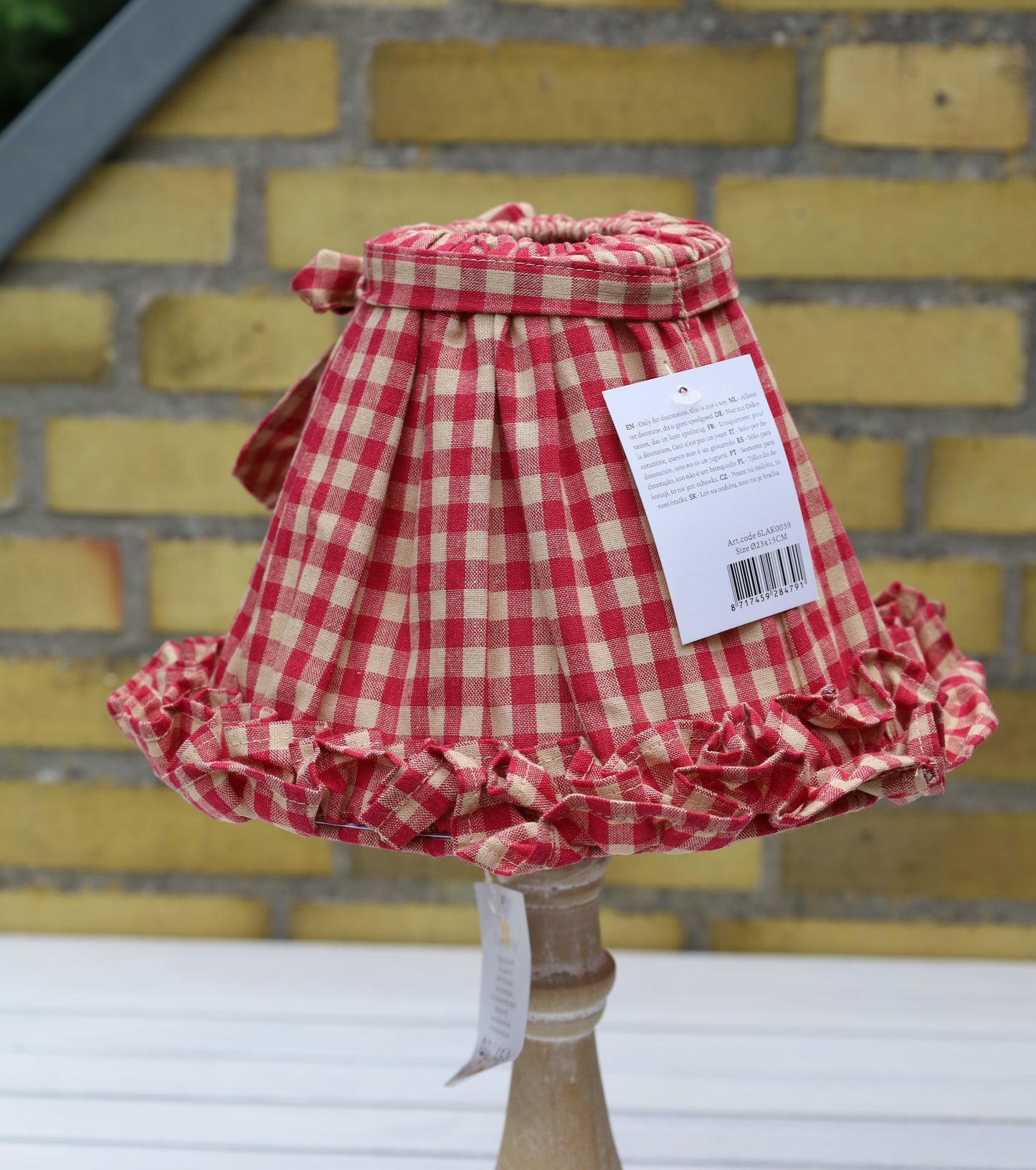 Lampenschirm Baumwolle Kariert Rot-Beige E27 - Landhausstil