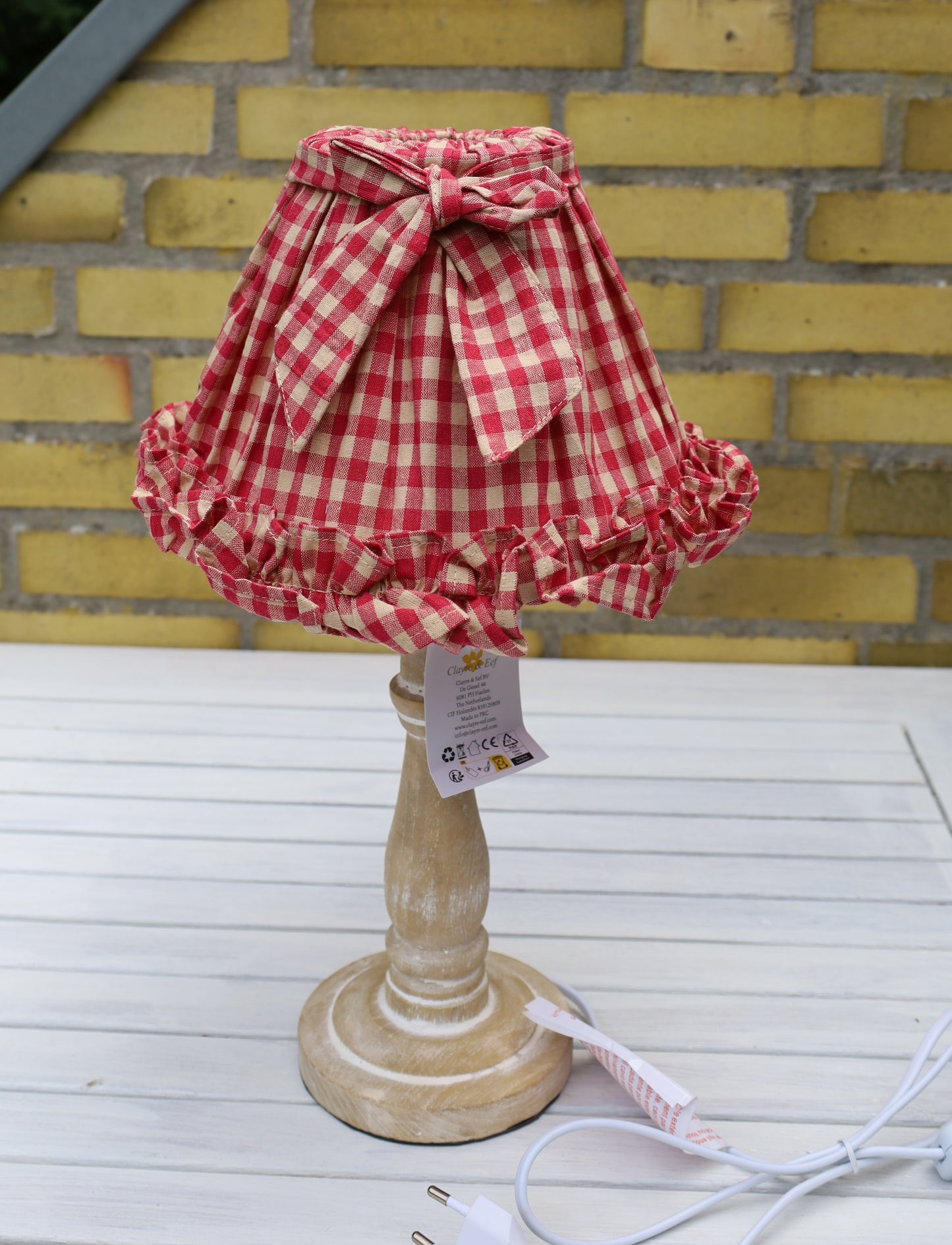 Lampenschirm Baumwolle Kariert Rot-Beige E27 - Landhausstil