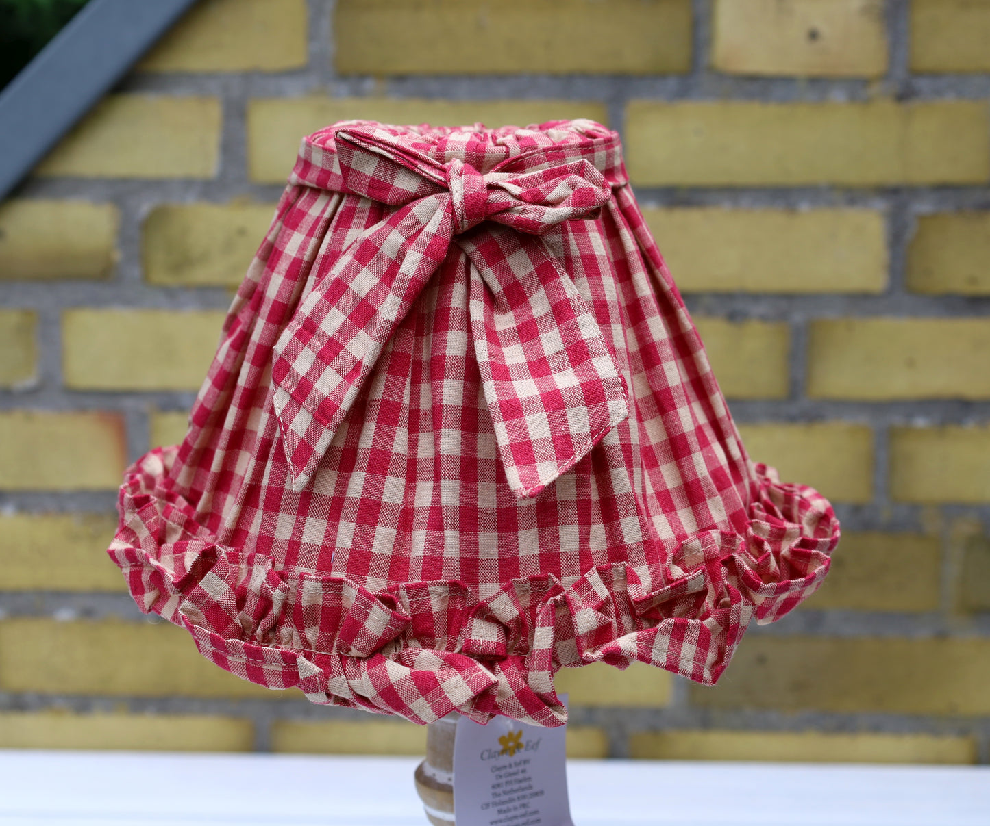 Lampenschirm Baumwolle Kariert Rot-Beige E27 - Landhausstil