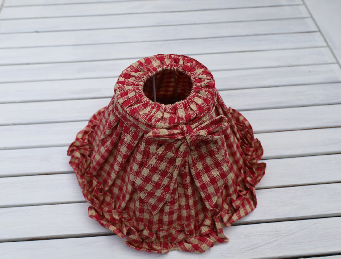 Lampenschirm Baumwolle Kariert Rot-Beige E27 - Landhausstil