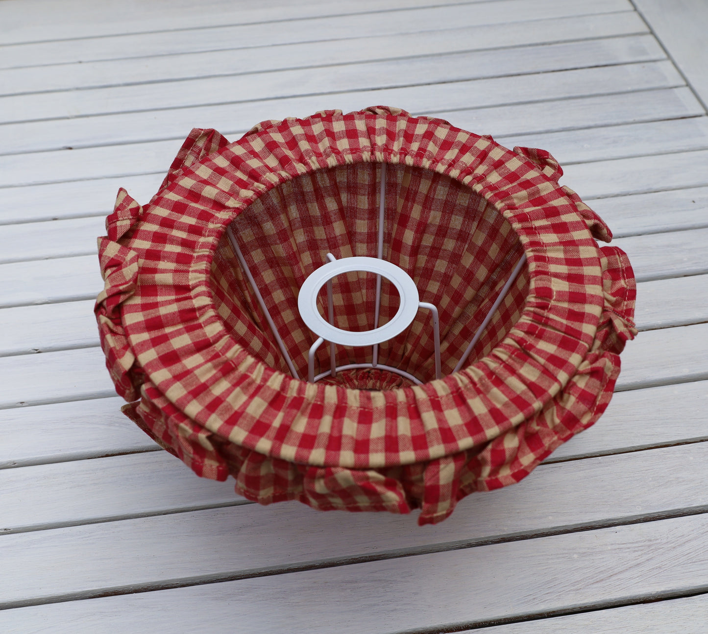 Lampenschirm Baumwolle Kariert Rot-Beige E27 - Landhausstil