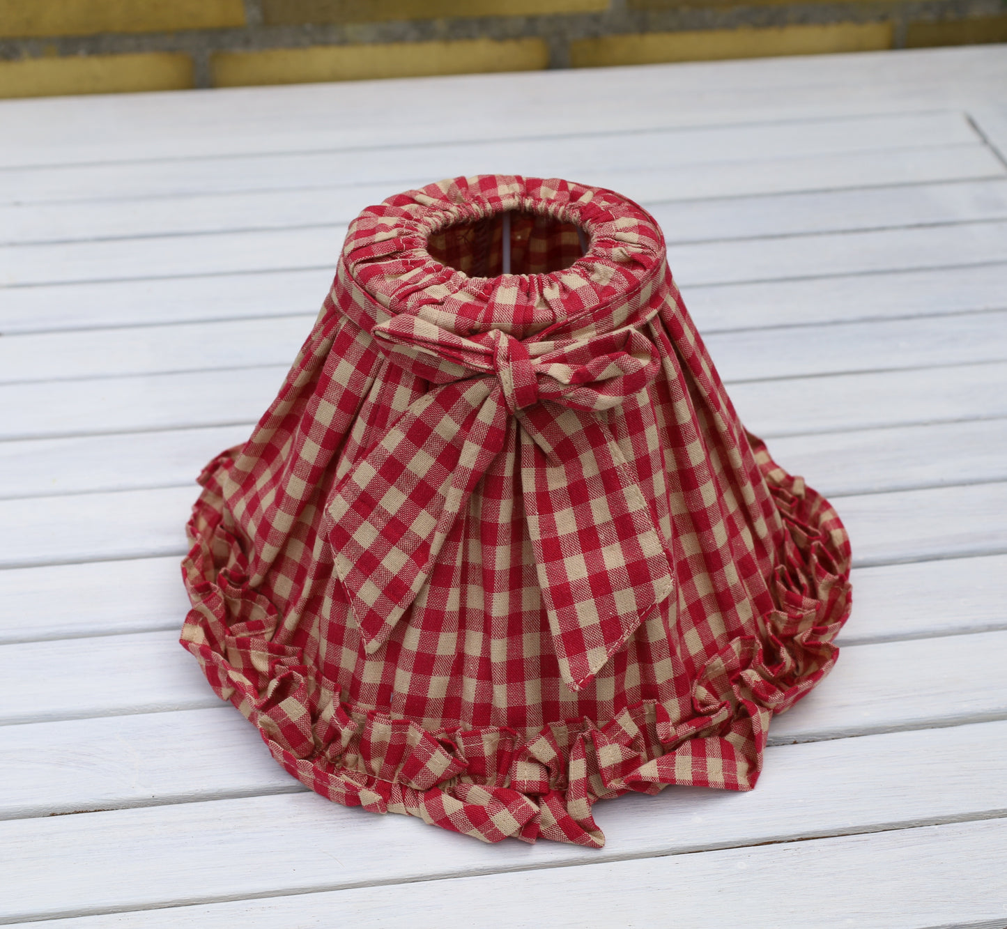 Lampenschirm Baumwolle Kariert Rot-Beige E27 - Landhausstil