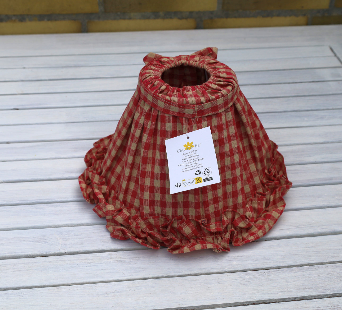 Lampenschirm Baumwolle Kariert Rot-Beige E27 - Landhausstil