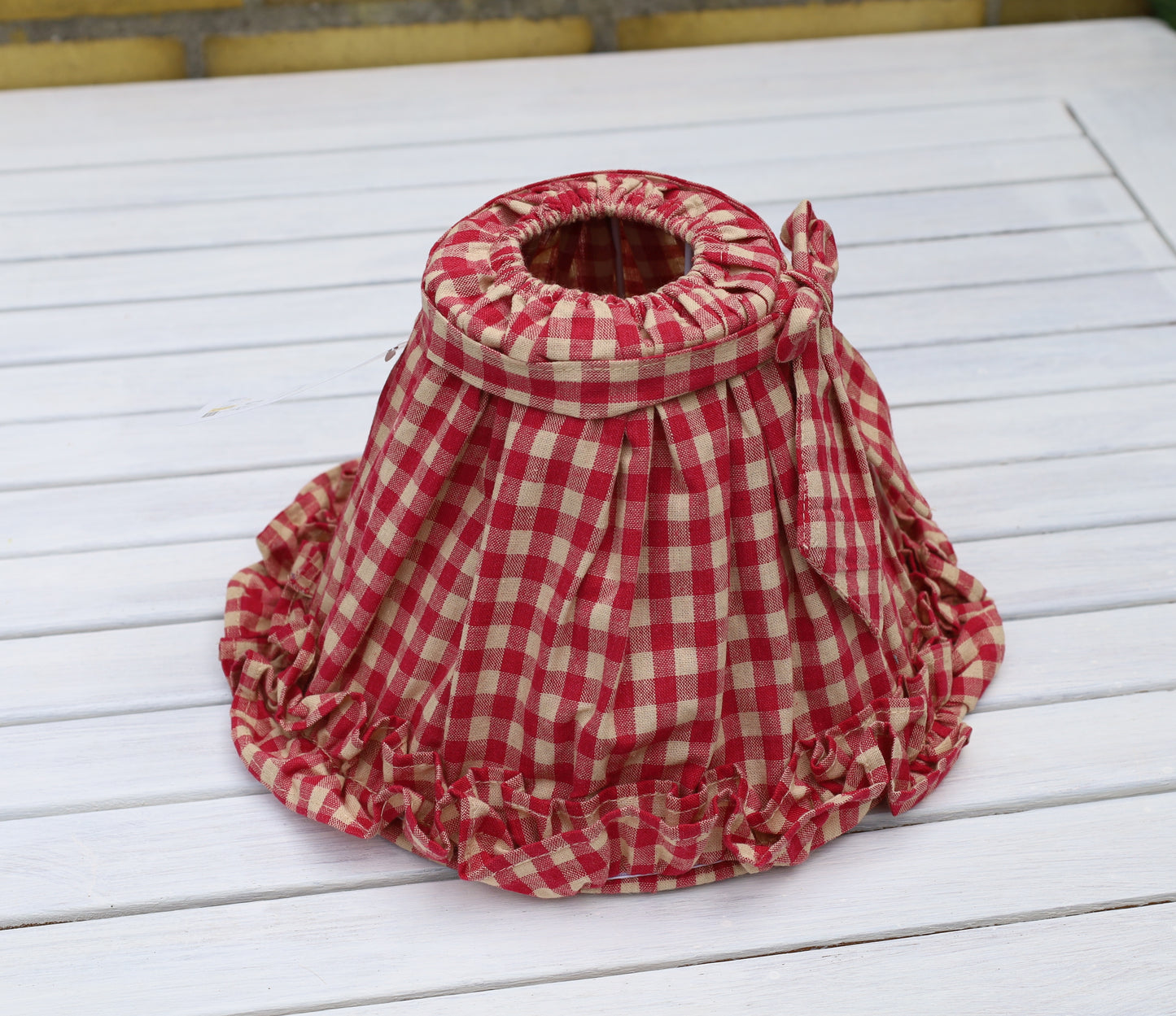 Lampenschirm Baumwolle Kariert Rot-Beige E27 - Landhausstil