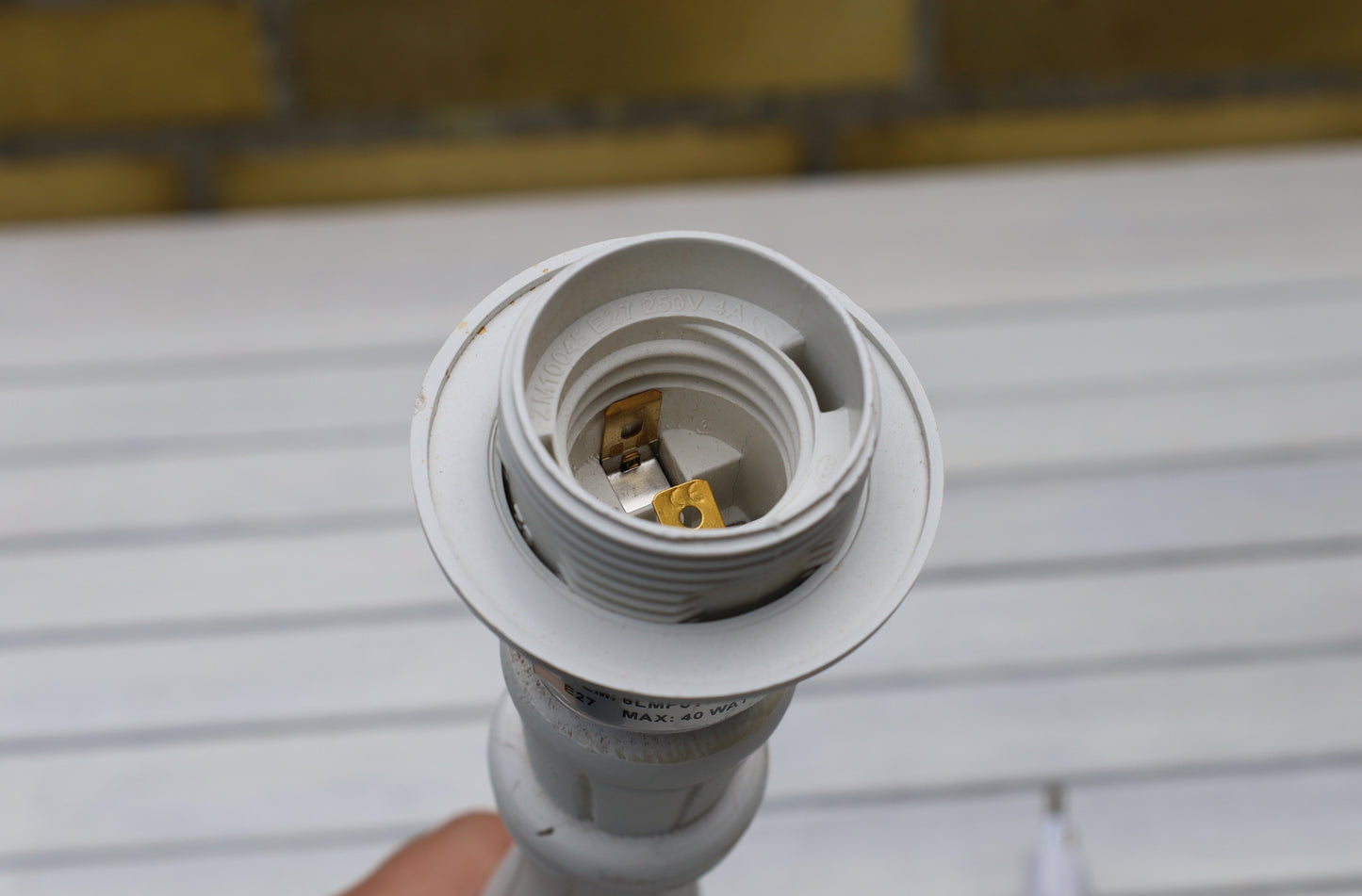 Lampenfuß Holz Weiß Shabby Chic - E27 Fassung ohne Schirm