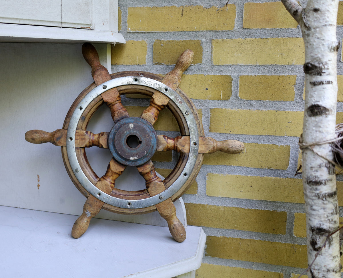 Original Schiffs-Steuerrad, nautische Vintage-Deko {{ Shabby Chic und Landhaus Deko }} {{ www.Stein-Alt.de }}