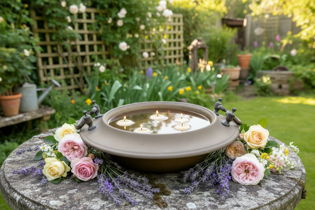 Vintage Kohlenpfanne aus Kupfer – Gartendeko im Landhausstil {{ Shabby Chic und Landhaus Deko }} {{ www.Stein-Alt.de The cosy Cottage }}