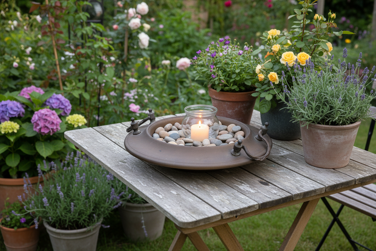 Vintage Kohlenpfanne aus Kupfer – Gartendeko im Landhausstil {{ Shabby Chic und Landhaus Deko }} {{ www.Stein-Alt.de The cosy Cottage }}
