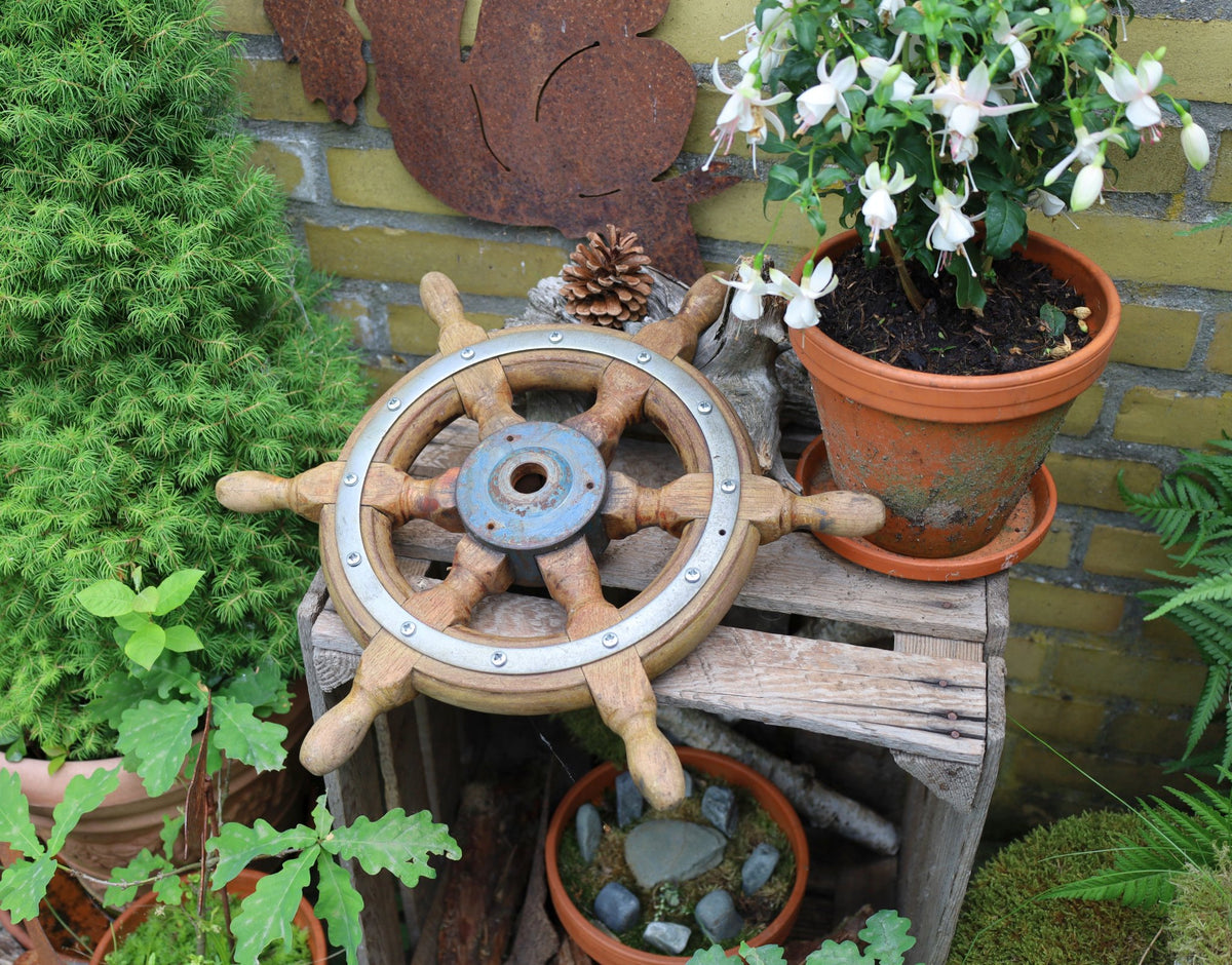 Original Schiffs-Steuerrad, nautische Vintage-Deko {{ Shabby Chic und Landhaus Deko }} {{ www.Stein-Alt.de }}