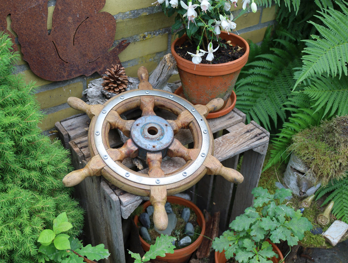 Original Schiffs-Steuerrad, nautische Vintage-Deko {{ Shabby Chic und Landhaus Deko }} {{ www.Stein-Alt.de }}
