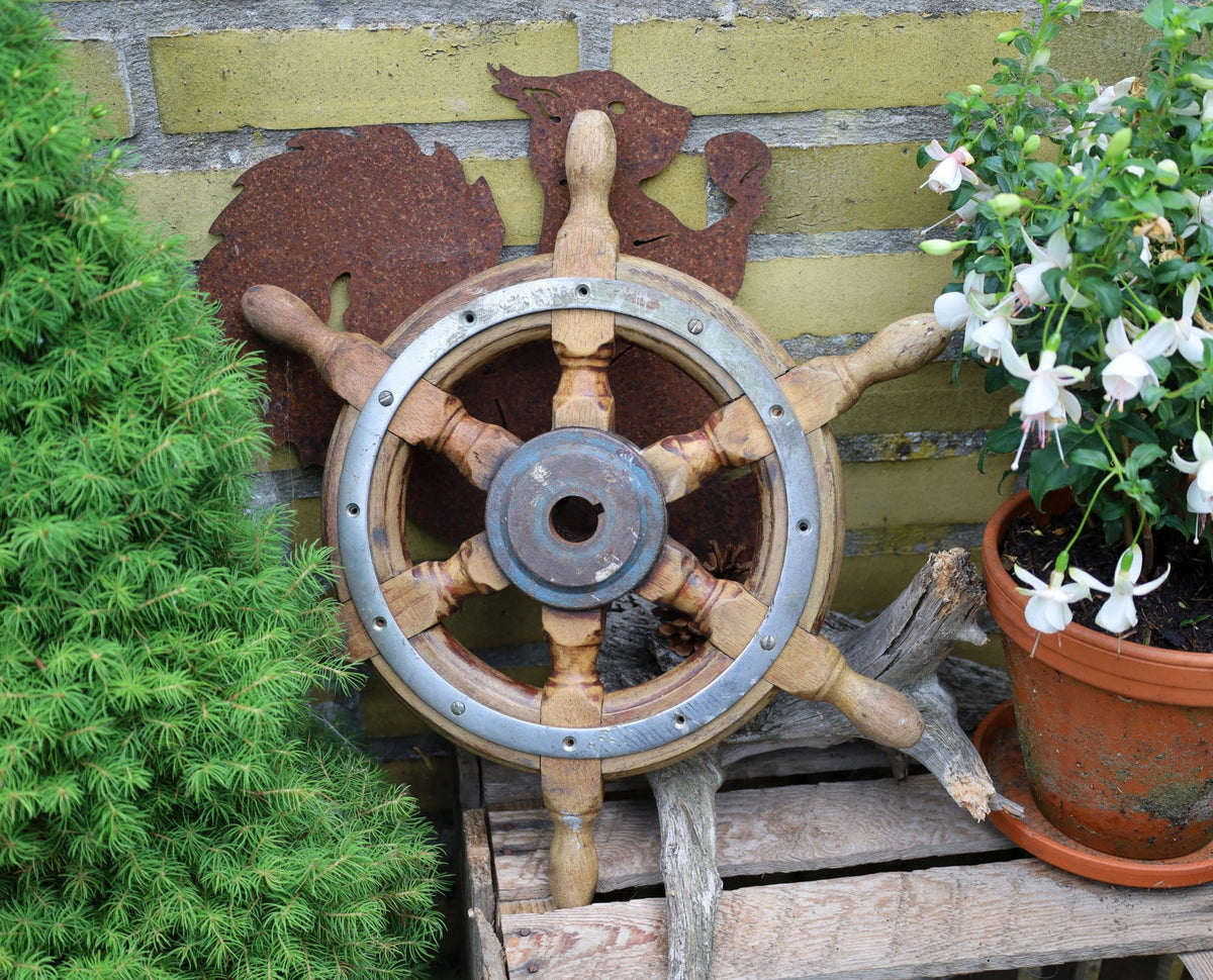 Original Schiffs-Steuerrad, nautische Vintage-Deko {{ Shabby Chic und Landhaus Deko }} {{ www.Stein-Alt.de }}