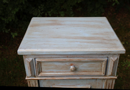 Vintage Schränkchen im Shabby Chic Stil aus Holz in Blau-Türkis {{ Shabby Chic und Landhaus Deko }} {{ www.Stein-Alt.de }}