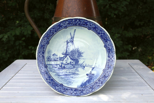 Delfter Keramik Teller mit Windmühle - Original Delft Blau-Weiß Ø 30 cm